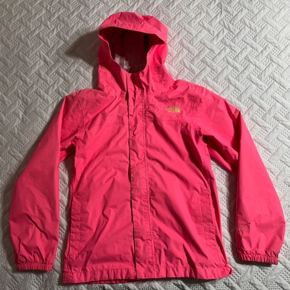The North Face Zip Hyvent Rainjacket Coat Kid Girl Waterproof Windbreaker Pink - Picture 2 of 8